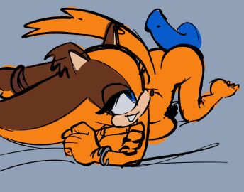 accessory anthro aroused ass ass_up assjob badger blue_eyes bracelet breast_squish breasts buttjob collar collar_only doggy_style duo female fur hi_res jewelry looking_back male male/female mammal mustelid musteline nude orange_body orange_fur sega sonic_(series) sonic_boom sonic_the_hedgehog sonic_the_hedgehog_(series) squish sticks_the_badger sticks_the_jungle_badger tighesammy