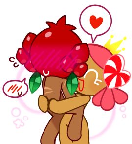 2girls <3 cookie_run cookie_run_kingdom female lesbian lesbians naked_female pomegranate_cookie princess_cookie text_bubble wholesome_yuri yuri
