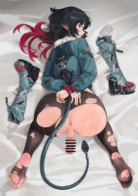 1dickgirl absurdres all_fours anus ass balls bar_censor barefoot black_hair black_pantyhose blunt_bangs blush boots bottomless bound bound_wrists censored chuck_(harfmoondark) clothed clothing cum cum_on_clothes dickgirl feet female fingernails foot_fetish from_behind fur-trimmed_jacket fur_trim futa_focus futa_sans_pussy futanari futasub green_eyes green_footwear green_jacket highres human intersex jacket jane_doe_(zenless_zone_zero) light-skinned_futa light_skin long_hair looking_at_viewer looking_back mosaic_censoring mouse_girl multicolored_hair nail_polish open_mouth paid_reward_available pantyhose partially_clothed penis red_hair red_nails red_rope restrained rope sidelocks smile soles solo tail testicles thighs toes top-down_bottom-up torn_clothes torn_pantyhose two-tone_hair variant_set zenless_zone_zero