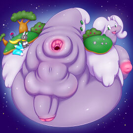 absurd_res anthro anus balls bboing belly big_belly breasts domestic_cat dragon felid feline felis feral futanari gaping gaping_anus generation_6_pokemon genitals goodra group hi_res humanoid_genitalia humanoid_penis intersex looking_at_viewer looking_back macro mammal mythological_creature mythological_scalie mythology nintendo nipples penis plant pokemon pokemon_(species) puffy_anus scalie size_difference space tongue tongue_out tree