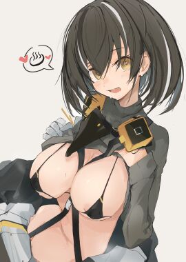 areola_slip arknights bra breasts female female_only magallan_(arknights) mikozin