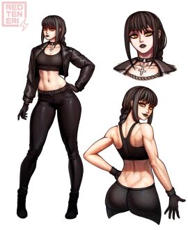 1girls ankme ass big_ass big_butt black-haired_female black_hair boots chainsaw_man clothed clothed_female exposed_midriff female female_focus female_only goth goth_girl high_heel_boots high_heels light-skinned_female light-skinned_male light_skin makima_(chainsaw_man) male manga midriff midriff_showing pale-skinned_female pale_skin redteneri solo solo_female solo_focus toned toned_female yellow_eyes