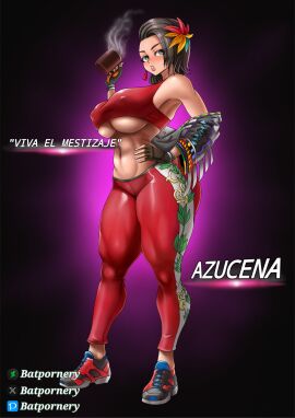 1girls abs ass azucena_milagros_ortiz_castillo bandai_namco batpornery big_ass big_breasts black_hair blush blushing_at_viewer bra breasts cup curvy curvy_female dark-skinned_female dark_skin earrings erect_nipples erect_nipples_under_clothes female female_only fingerless_gloves flower_in_hair full_body gloves highres huge_ass huge_breasts large_ass large_breasts latina looking_at_viewer midriff namco nipples peruvian_female shoes short_hair solo standing tekken tekken_8 thick_thighs thighhighs thighs tomboy video_game_character video_games voluptuous voluptuous_female wide_hips