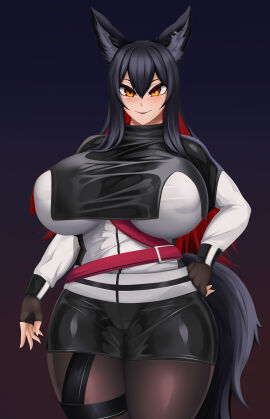 1girls animal_ears arknights big_breasts breasts female pantyhose rikatsuky texas_(arknights)