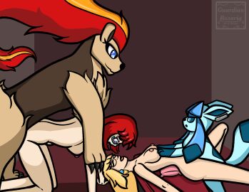 2boys absurd_res amberly_jamie_jameson eeveelution eyewear female feral futanari generation_4_pokemon generation_6_pokemon glaceon glasses group group_sex guardian_rosaria hi_res intersex intersex/female male male/female male_glaceon nintendo pillow pokemon pokemon_(species) pokephilia pyroar sex trainer_aliyah