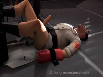 3d anal anal_insertion anal_sex animated boots bottomless clothed_sex deep_penetration dildo dilf dilf_bottom doctor erect_while_penetrated erection fucking_machine gay gay_sex labcoat medic_(team_fortress_2) older_male overstimulation pleasure_face restrained restrained_arms restrained_male restraints rough_sex sfm source_filmmaker tagme team_fortress_2 tf2_gentlemanns tf2_horny_manns video