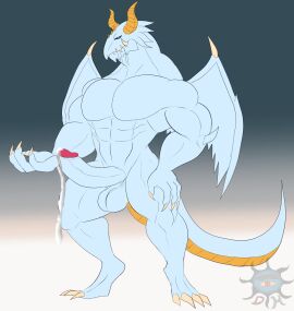 2022 2_horns 4_fingers 4_toes abs anthro arm_spikes artist_logo balls biceps big_balls big_muscles big_penis biped black_sclera blue_body blue_eyes bodily_fluids clawed_fingers claws colored colored_line_art daikuhiroshiama digital_drawing_(artwork) digital_media_(artwork) digitigrade dragon dripping drooling elbow_spikes erection european_mythology excessive_genital_fluids excessive_precum fangs feet finger_claws fingers flat_colors foreskin genital_fluids genitals glans gradient_background hi_res horn humanoid_genitalia humanoid_hands humanoid_penis initials jindrack_hemy logo long_penis looking_at_viewer male male_focus male_only membrane_(anatomy) membranous_wings monotone_body mouth_closed multicolored_eyes multicolored_tail muscles muscular muscular_anthro muscular_male mythological_creature mythological_scalie mythology non-mammal_balls nude nude_anthro nude_male orange_body orange_horn orange_scales pecs penis penis_focus pink_glans precum precum_drip princess_knight_catue pupils red_eyes retracted_foreskin saliva scales scalie scaly_tail sharp_teeth simple_background slit_pupils snout solo spikes spikes_(anatomy) standing tail tan_claws teeth toe_claws toes translucent_logo two-tone_eyes two-tone_tail uncircumcised western_dragon winged_dragon wings