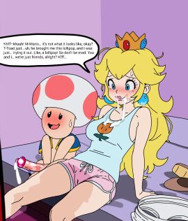 after_blowjob blonde_hair blush cameltoe cum_in_mouth cum_on_body cum_on_face dick male penis princess_peach sunnie super_mario_bros. surprised toad_(mario)