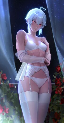 1girls abs absurd_res absurdres adult ariane_yeong belly belly_button bra breasts cleavage collarbone elbows female female_focus female_only fingers groin hair_between_eyes head_tilt high_resolution highres legs light-skinned_female light_skin limart lingerie lips looking_at_viewer naked naked_female navel no_artist_signature nude nude_female open_mouth panties petite petite_body petite_breasts petite_female pussy red-eyed_female red_eyes red_rose roses short_hair shoulders signalis slender_body slender_waist slim_female slim_waist small_breasts solo standing thick_thighs thighhighs thighs thin_waist tilted_head underwear upper_body v-line white-haired_female white_bra white_hair white_lingerie white_panties white_thighhighs white_underwear wide_hips