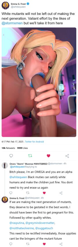 3d blowjob breeding conversation emma_frost emma_frost_(marvel_rivals) female male marvel marvel_comics marvel_rivals message_feed mutant_(marvel) online_superheroes ororo_munroe penis selfie selfie_with_penis shodanarshie social_media storm_(marvel_rivals) storm_(x-men) twitter x-men