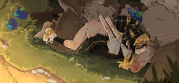 1girls 2boys anthro anthro_on_female anthro_on_human ass ass_up blush bodily_fluids bottomwear breasts brown_body brown_fur closed_eyes clothed clothing crew_socks eating erection eyewear fat_male female female_human female_human/male_anthro female_human/male_pokemon female_penetrated feral footwear fur generation_3_pokemon genital_fluids genitals glasses glassses group hands_behind_back heart_symbol hi_res human human_female humanoid_genitalia humanoid_penis interspecies jacket kissing kneeling light-skinned_female light_skin male male/female male_anthro male_anthro/female_human male_penetrating male_penetrating_female male_pokemon male_pokemon/female_human mammal mostly_nude nintendo penis penis_in_pussy penis_kissing pokemon pokemon_(species) pokemon_on_female pokephilia pussy rectangular_glasses sex shaking shoes shuuko side_view skirt slaking sneakers socks text topwear trembling trio vaginal vaginal_penetration vaginal_sex wearing_glasses