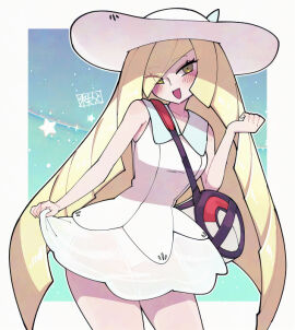 1girls alternate_costume blonde_hair chichibu_(watson) cosplay female lillie_(pokemon)_(cosplay) lusamine_(pokemon) nintendo pokemon pokemon_sm solo
