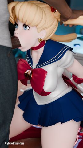 3d big_breasts bishoujo_senshi_sailor_moon blender blonde_hair blowjob breasts cybrokrimson dark-skinned_male dark_skin female interracial male partial_male penis sailor_moon school_uniform sucking_penis usagi_tsukino
