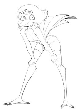 beak bird bird_feet bird_girl feathers female flat_chest flat_chested furry lurkin lurkinpanda pearl_(steven_universe) steven_universe tail_feathers