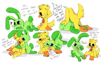 1boy 1girls anthro anthro_on_anthro anthro_only anus anus_peek ass awkward awkward_situation balls bunny chicken critters_(poppy_playtime) cum cum_in_mouth cum_inside cum_on_face dialogue domestic_rabbit fellatio female furry_only gallus gallus_(genus) green_body green_fur green_skin handjob hoppy_hopscotch hoppy_hopscotch_(poppy_playtime) jerkingoff_another kickinchicken kickinchicken_(poppy_playtime) male male/female masturbation no_humans pachi_rizuu penis penis_in_ass pink_penis poppy_playtime poppy_playtime_(chapter_3) pussy rabbit sex simple_background simple_shading sketch_page smiling_critters tagme text white_background wrong_hole yellow_body yellow_fur yellow_skin