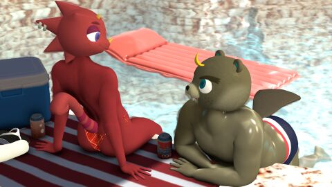 2boys 3d 3d_(artwork) animal_crossing ass big_ass big_butt c.j._(animal_crossing) chubby daemont92 femboy flick_(animal_crossing) gay lizard male male/male nintendo nipples source_filmmaker