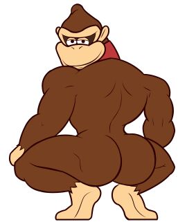 1boy ass big_ass big_butt broly_culo donkey_kong donkey_kong_(series) gorilla huge_ass huge_butt looking_at_viewer male male_only muscular muscular_male no_visible_genitalia red_tie smile smiling_at_viewer solo solo_male squatting transparent_background