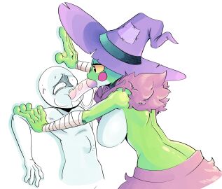 1boy 1girls 2024 aggressive_kissing anonymous_character anthro anthro_dominating_human arm_grab arm_wraps ass bedroom_eyes big_ass big_breasts big_butt big_dom_small_sub biped bodily_fluids bottomwear breasts clothing dominant dominant_female extreme_french_kiss female french_kissing frog grefina_(noirchaton4) hat headgear headwear hi_res hourglass_figured_female huge_breasts huge_tongue human interspecies kabedon kissing larger_anthro larger_female loincloth male male/female mammal membrane_(anatomy) narrowed_eyes noirchaton4 non-mammal_breasts saliva saliva_string scared seductive side_boob side_view size_difference sloppy_kiss smaller_human smaller_male stomach_bulge sweat tongue_in_stomach tongue_in_throat webbed_hands wide_hips witch_hat wraps yellow_sclera