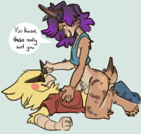 anal anal_sex anthro arrk avian balls beak bird bottomless chastity_cage chastity_device clothed clothing cockatiel cockatoo cowgirl_position dialogue drex_the_lynx duo erection eye_contact eyewear felid feline female femboy flat_chastity_cage from_front_position genitals hand_on_chest hi_res looking_at_another lying lynx male male/male male_focus male_only mammal on_back on_bottom on_top parrot penetration penis pointy_sunglasses scuted_arms scutes sex shirt sketchytoasty sunglasses tail tank_top topwear triangle_shades