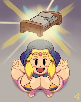 1girls arms_up artist_signature ass bed big_ass big_breasts bikini bikini_top black_eyes blonde_hair blush blush_stickers bottom_heavy breasts bubble_ass bubble_butt cleavage echoes_of_wisdom female hair_ornament hood hood_up huge_ass huge_breasts hylian large_ass large_breasts looking_at_viewer midriff mob_face nintendo princess_zelda shiny_skin shortstack smile solo string_bikini sweetspicymann the_legend_of_zelda thick_ass thick_thighs thighs tiara tied_hair triforce triforce_bikini twintails viewed_from_above zelda_(echoes_of_wisdom)