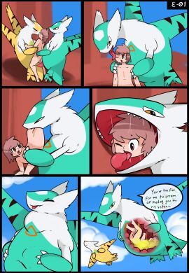 absurd_res anthro balls barefoot belly big_belly blush bodily_fluids bulge canid canine comic digital_media_(artwork) duo e-01 english_text eon_duo erection feet female feral flying fur generation_3_pokemon genitals green_eyes hair hi_res human internal interspecies kissing latias latios legendary_duo legendary_pokemon licking male male/female male_pred mammal multicolored_body nintendo nude open_mouth oral_vore organs penis pokemon pokemon_(species) saliva simple_background size_difference smile stomach stomach_acid stomach_bulge striped_body stripes swallowing tail teeth text tongue vore white_body white_fur x-ray_view yellow_eyes