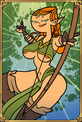 2d busty elf elf_ears fantasy female female_focus female_only hourglass_figure izzy_(tdi) pinup pinup_pose red_hair tagme total_drama_island wide_hips yenvudu
