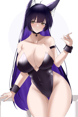 1girls absurd_res absurdres ahoge animal_ear_fluff animal_ears antenna_hair armband azur_lane bare_arms bare_chest bare_hands bare_hips bare_legs bare_shoulders bare_skin bare_thighs belly belly_button black-haired_female black_armband black_choker black_hair black_leotard black_topwear black_wrist_cuffs blue-haired_female blue_fingernails blue_hair blue_nail_polish blue_nails breasts brown-eyed_female brown_eyes choker cleavage collarbone color curvy curvy_body curvy_female curvy_figure curvy_hips curvy_thighs dot_nose elbows exposed exposed_arms exposed_legs exposed_shoulders exposed_thighs female female_focus female_only fingernails fingers grin groin hair_between_eyes head_tilt high_resolution highres hourglass_figure large_breasts lean_body lean_figure legs legs_together leotard light-skinned_female light_skin lips long_hair looking_at_viewer multicolored_hair musashi_(azur_lane) musicatopos nail_polish nails navel parted_lips sakura_empire_(azur_lane) shoulders simple_background slender_body slender_waist slim_female slim_waist smile smiley_face smiling smiling_at_viewer smirk solo standing thick_thighs thigh_gap thighs thin_waist tilted_head topwear upper_body v-line white_background wide_hips wrist_cuffs