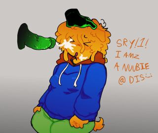 1x1x1x1_(forsaken) chubby chubby_female clothed_female cum cum_on_face disembodied_hand disembodied_penis dog_tail female female_focus forsaken_(roblox) grey_background male noob noob_(forsaken) noob_(roblox) penis roblox roblox_game robloxian self_upload tagme twotimecore