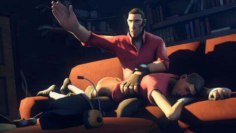 ass_up bare_ass cigarette erect_while_spanked eyes_closed facedown gay grinding_on_leg hand_on_back hand_raised holding_hips humping_leg looking_pleasured male male_only moaning mouth_open on_lap over_the_knee_spanking pants_around_thighs pants_down pants_pulled_down punishment scout_(team_fortress_2) sfm shadowenza smoking sniper_(team_fortress_2) source_filmmaker spank_marks spanked spanking team_fortress_2 yaoi