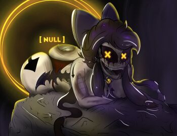 1girls 2d almost_naked almost_nude ass big_ass breasts cyn_(murder_drones) cyntessa_(murder_drones) female female_only humanoid laying_down laying_on_bed murder_drones niveth on_bed panties ripped_skin robot robot_girl robot_humanoid screen_face solo solo_female tessa_elliot