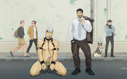 2boys balls bara big_balls big_penis bulge clothing gay katto8452 lin.katto male male/male male_nipples male_only muscular muscular_male nipples nude penis precum precum_drip tight_clothing yaoi