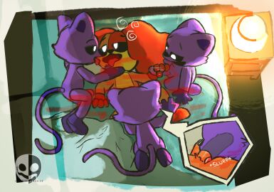 anthro anthro_on_anthro anthro_only balls blush bodily_fluids breasts canid canine canis cat catnap catnap_(poppy_playtime) comic critters_(poppy_playtime) digital_media_(artwork) dog dogday dogday_(poppy_playtime) doggy domestic_cat domestic_dog duo erection felid feline felis fellatio fur furry_only genital_fluids genitals group hi_res male male/male male_only male_penetrated male_penetrating mammal mob_entertainment no_humans notsafeforwanking open_mouth oral orange_fur orange_skin penetration penile penis poppy_playtime poppy_playtime_(chapter_3) purple_body purple_fur purple_skin scritter sex simple_background smile smiling_critters tagme tail