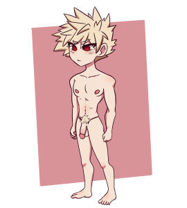 bakugou_katsuki big_head blonde_hair boku_no_hero_academia cock dokoden full_body male male_only my_hero_academia nude penis toony