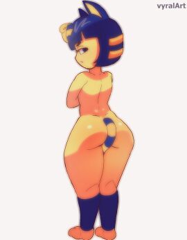 2025 animal_crossing animated ankha ankha_(animal_crossing) anthro anus ass ass_up bent_over biped black_eyebrows blue_eyes blue_hair blue_tail breasts digital_media_(artwork) domestic_cat eyebrows eyelashes feet felid feline felis female female_anthro fingers fur genitals glistening glistening_body glistening_breasts glistening_butt hair hi_res leg_markings looking_at_viewer looking_back looking_back_at_viewer looking_through looking_through_legs mammal markings multicolored_tail nintendo nude nude_anthro nude_female plump_labia presenting presenting_anus presenting_pussy pussy raised_tail simple_background socks_(marking) solo spread_legs spreading tail tail_markings toes two-tone_tail vyralart white_background yellow_body yellow_fur yellow_tail