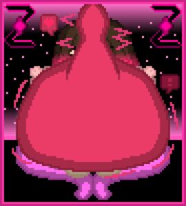 ! 1futa akumu_(glitchtale) balls bete_noire big_breasts big_penis blob breasts brown_hair continuous_ejaculation cum cum_in_mouth cum_inside cumflation excessive_cum fellatio forced_oral futa_only futanari glitchtale heart inflation nervous nervous_sweat nipples overflow overflowing_cum penis pink_eyes pink_hair pixel_art self_upload smirking sweat undertale undertale_(series) zixy