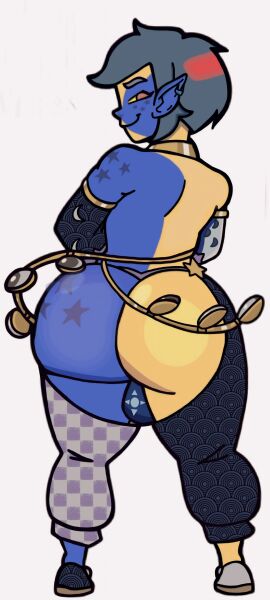 1boy 2d anonymous_onryo arms_crossed armwear ass ass_shake balls big_ass bubble_ass bubble_butt collect_(anonymous_onryo) dialogue fat_ass femboy jiggle jiggling_ass large_ass legwear looking_at_viewer looking_back male male_only monster_femboy no_sex penis penis_out planz34 rear_view shaking_ass showing_off smile solo swinging_penis tagme talking_to_viewer text the_collector_(the_owl_house) the_owl_house thick_ass thick_thighs two-tone_body white_hair wide_hips