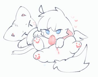 animated blue_eyes bodily_fluids domestic_cat duo felid feline felis fellatio female fur genital_fluids kirichiiii male male/female mammal masturbation oral pawpads penile penis pussy semi-anthro sex vaginal_fluids white_body white_fur wings