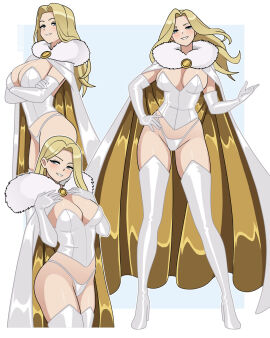 blonde_hair blue_eyes breasts cleavage emma_frost female hellfire_club large_breasts lingerie marvel marvel_comics micro_panties nico-neko nicolasgravelqc panties white_queen x-men