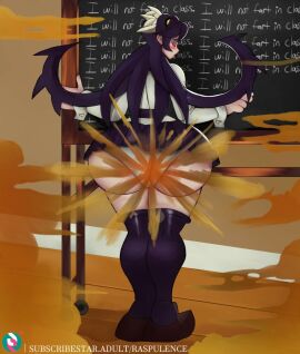 1girls ass back_view big_ass black_hair fart fart_cloud fart_fetish farting female filia_(skullgirls) panties raspulence skirt skullgirls