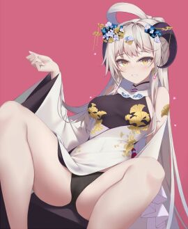 1girls beauty_mark cameltoe ciyana female horns indie_virtual_youtuber light-skinned_female light_skin pussy silver_hair smug virtual_youtuber vtuber yellow_eyes