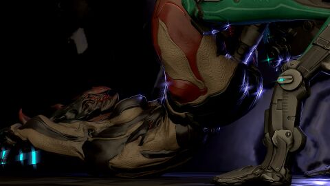 3d 3d_(artwork) hands_behind_head male mating_press moa_(warframe) penis robot_penis tied_hands voruna_(warframe) warframe whoreknee