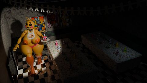 3d_(artwork) animatronic avian big_breasts bird breasts camera_view canonical_scene chicken clothing digital_media_(artwork) female five_nights_at_freddy's five_nights_at_freddy's_2 fnaf2_location galliform gallus_(genus) galvanian hi_res huge_breasts huge_hips huge_thighs machine nipples panties phasianid piercing robot robot_anthro runaboo_chica scottgames security security_camera solo thick_thighs toy_chica_(fnaf) underwear wide_hips