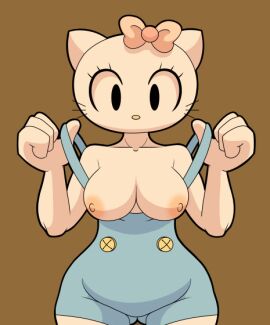 2d animated anthro bow breasts cat_ears female gif hello_kitty hello_kitty_(character) hello_kitty_(series) nipples tagme