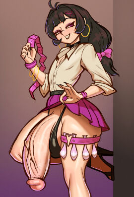 balls clothed_sex condom cum_in_condom cute femboy huge_balls huge_cock hung_femboy inviting_to_sex large_penis male mature penis skirt straight_femboy thick_thighs