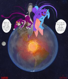 anthro balls balls_touching big_balls big_feet big_penis billsabouman bodily_fluids city clothing comic demon destruction dialogue digital_media_(artwork) duo earth english_text erection feet fish genitals hi_res huge_balls huge_cock hyper hyper_balls hyper_genitalia hyper_penis imp jester macro male male/male male_penetrating mammal marine moon musk musk_clouds musky_balls musky_cock nipples nude open_mouth penetration penile penile_spines penis planet raised_tail sex smile space speech_bubble star tail tail_motion teeth terra_macro text toes vein veiny_penis void xsad_manx_(artist)