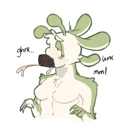 ali_(lopsalien) alien ambiguous_gender anthro asphyxiation blush bodily_fluids breasts choking_on_penis cum cum_in_mouth cum_inside deep_penetration deep_throat disembodied_penis drinking drinking_cum duo fluffy genital_fluids genitals hands_up lagomorph lopsalien male male/male mammal moan oral oral_penetration penetration penis penis_imprint small_breasts solo surprised