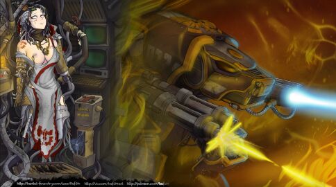 1girls adeptus_mechanicus alternate_version_available black_hair blind breast_tattoo breasts cybernetics damaged_clothes english_text female female_only grey_eyes grey_pupils image_set imperium_of_man kef34 light-skinned_female mech mecha nipple_piercing nipples one_breast_out permanent_bondage piercing quadruple_amputee ripped_clothing robe robot short_hair shoulder_tattoo solo solo_female text titan_(warhammer_40k) torn_clothes warhammer_(franchise) warhammer_40k warhound_titan white_eyes white_pupils