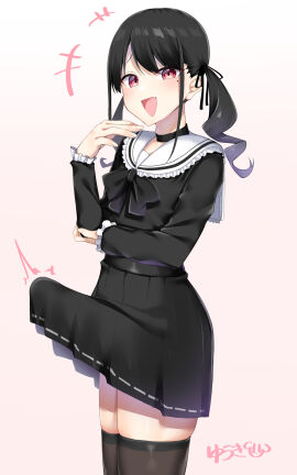 big_bulge big_penis bulge bulge_under_clothes crossdressing cute_fang dress erection erection_under_clothes femboy huge_cock hung_femboy hung_trap large_penis laughing_at_viewer male male_only penis sadistic_wanko school_uniform solo trap