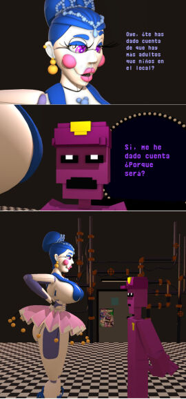 1boy 1female1male 1girls 1male1female 3d 3d_(artwork) 3d_comic 3d_render ass ballora ballora_(cosmic_trance) ballora_(fnafsl) big_ass big_breasts big_butt blue_hair breasts dialogue female female/male female_focus female_robot five_nights_at_freddy's five_nights_at_freddy's:_sister_location fnaf fnaf_sister_location fnafsl human human/robot male male/female male_human male_human/female_robot mini_comic no_sex prisma3d purple_eyes purple_guy_(fnaf) purple_hat purple_skin robot robot/human robot_girl robot_humanoid scottgames security_hat sister_location skirt skirt_around_belly spanish spanish_dialogue spanish_text text text_in_spanish william_afton_(dayshift_at_freddy's)