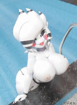 1girls 3d big_breasts breasts female five_nights_at_freddy's fnaf fredina's_nightclub marie_(cally3d) nipples poolside puppet_(fnaf) solo tagme topless